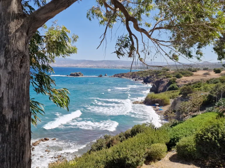 Rocky coastline with turquoise water near Latchi